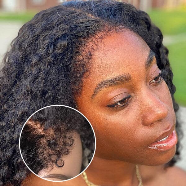 water wave lace front wig with kinky hair line