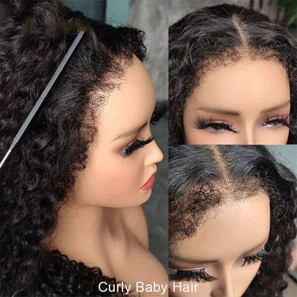  preplucked with curly baby hair line