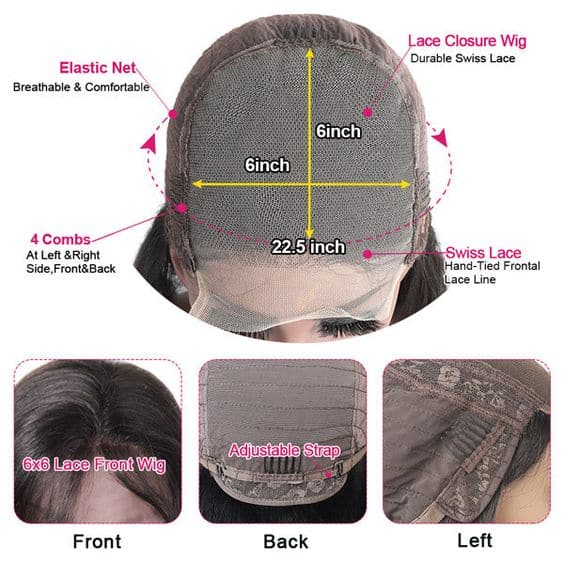 6X6 Closure Wig Transparent Lace size