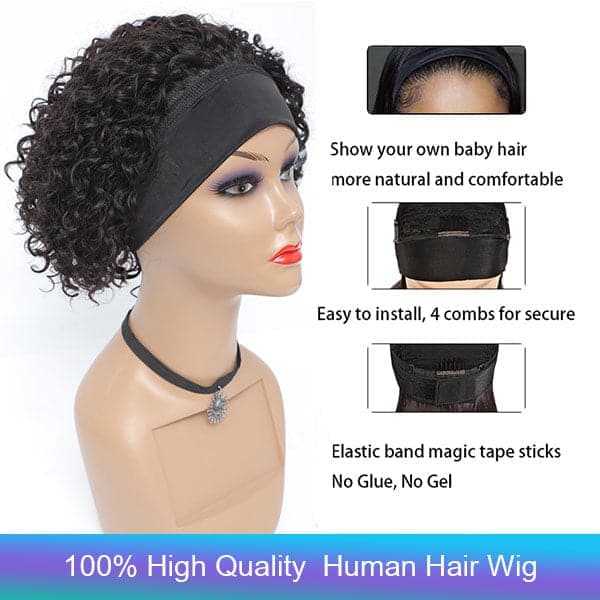 Curly Bob Headband Wigs