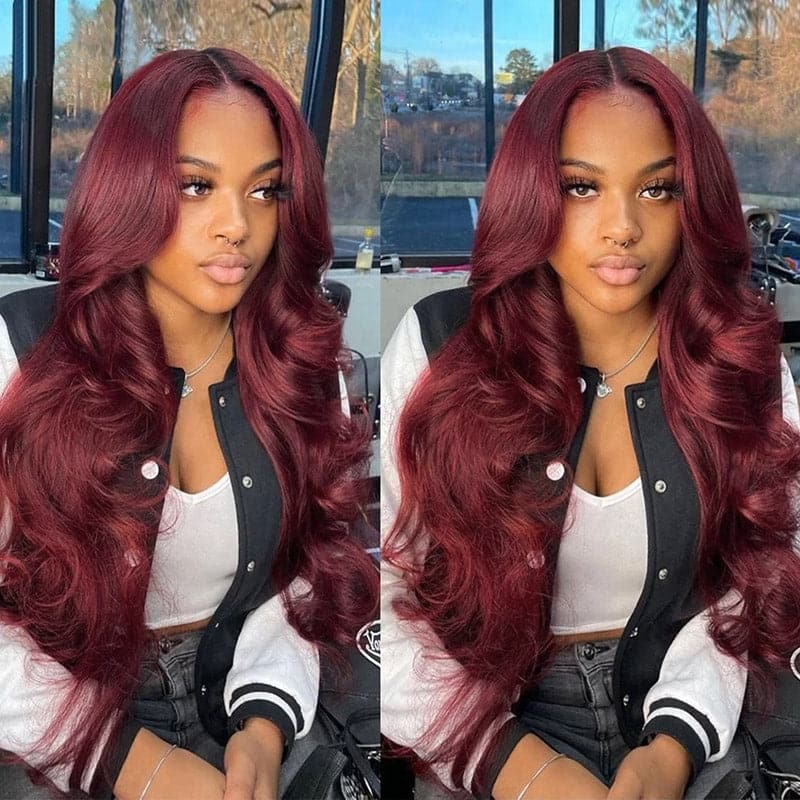 Body Wave Burgundy 99J transparent Lace Wig