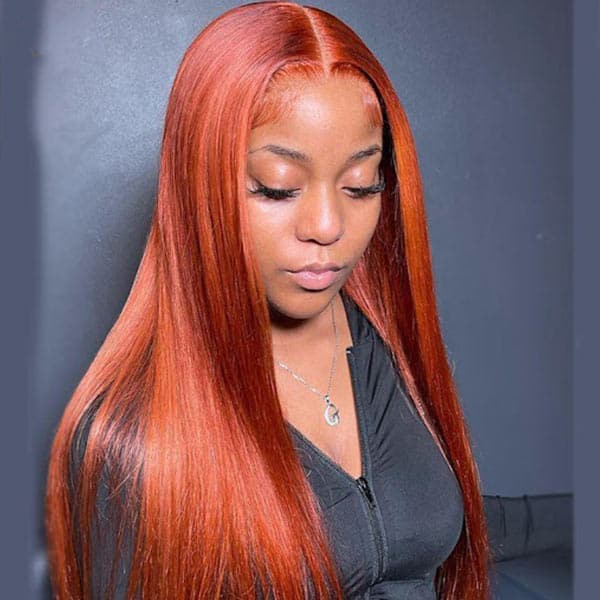 Ginger Wig Straight Transparent 4X4 Lace Closure Wig