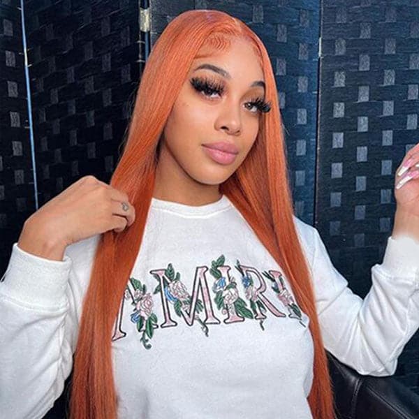 Ginger Wig Straight Transparent 4X4 Lace Closure Wig