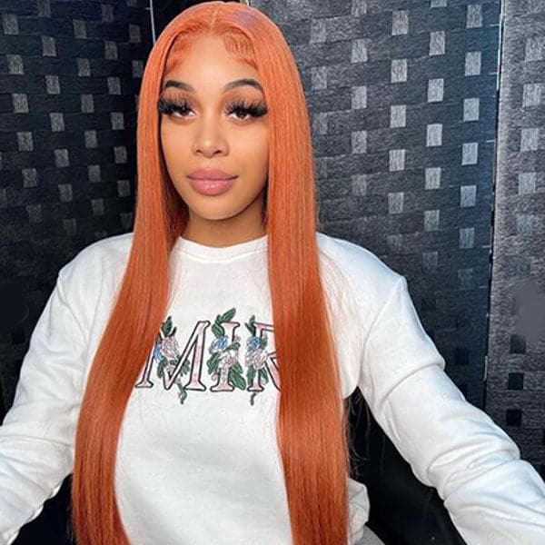 Ginger Wig Straight Transparent 4X4 Lace Closure Wig