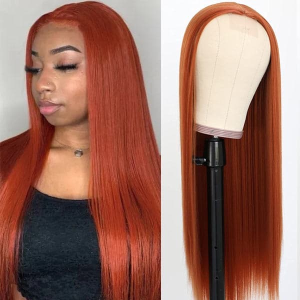 Ginger Wig Straight Transparent 4X4 Lace Closure Wig