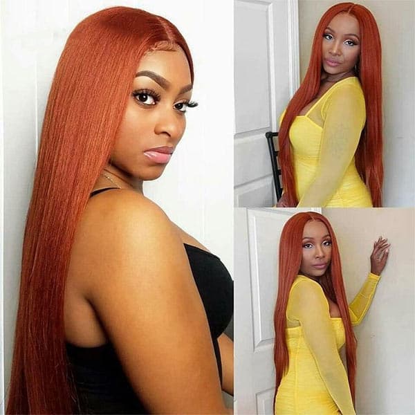 Ginger Wig Straight Transparent 4X4 Lace Closure Wig