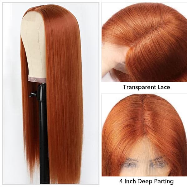 Ginger Wig Straight Transparent 4X4 Lace Closure Wig