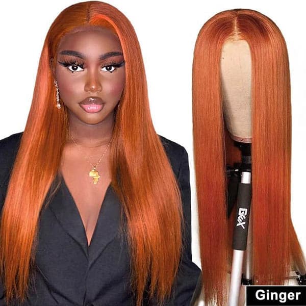 Ginger Wig Straight Transparent 4X4 Lace Closure Wig