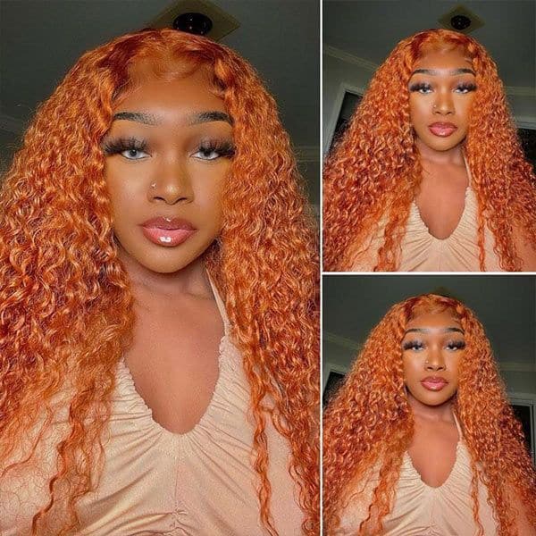Deep Curly Orange Ginger 4x4 Lace Closure Wig