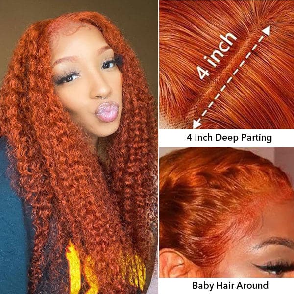 Orange Ginger 4x4 Lace Closure Wig