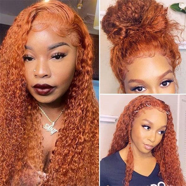 Oxeyegirl Ginger Wig Orange Water Wave Wig