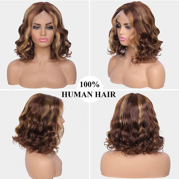 Bob Wig 4/27 Ombre Highlight T Part Wig