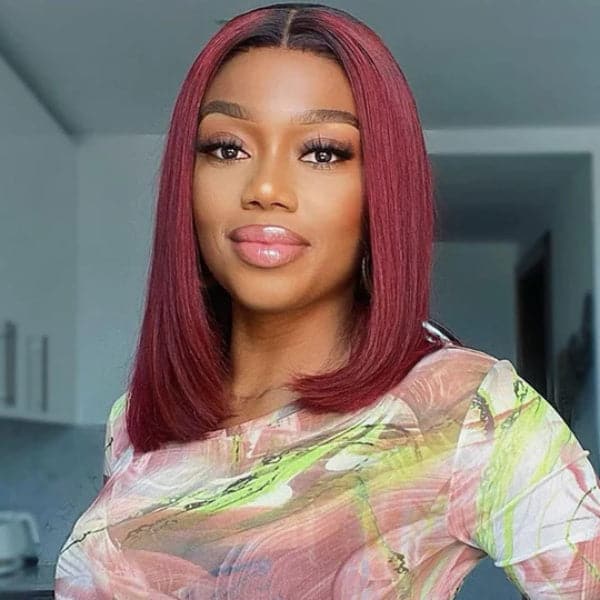 Striaght Burgundy 4x4 Lace Closure Wig