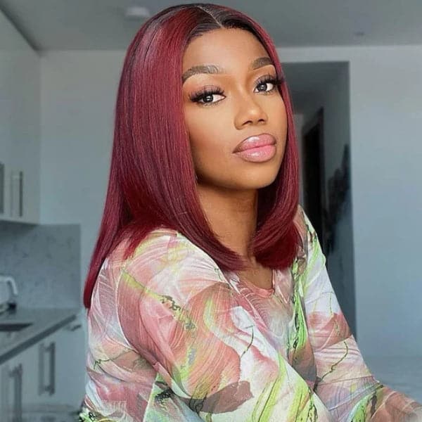 Striaght Burgundy 4x4 Lace Closure Wig