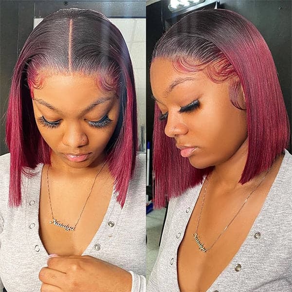 Striaght Burgundy 4x4 Lace Closure Wig