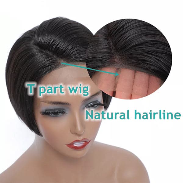 Straight T Part Lace Wig Short Bob Wigs